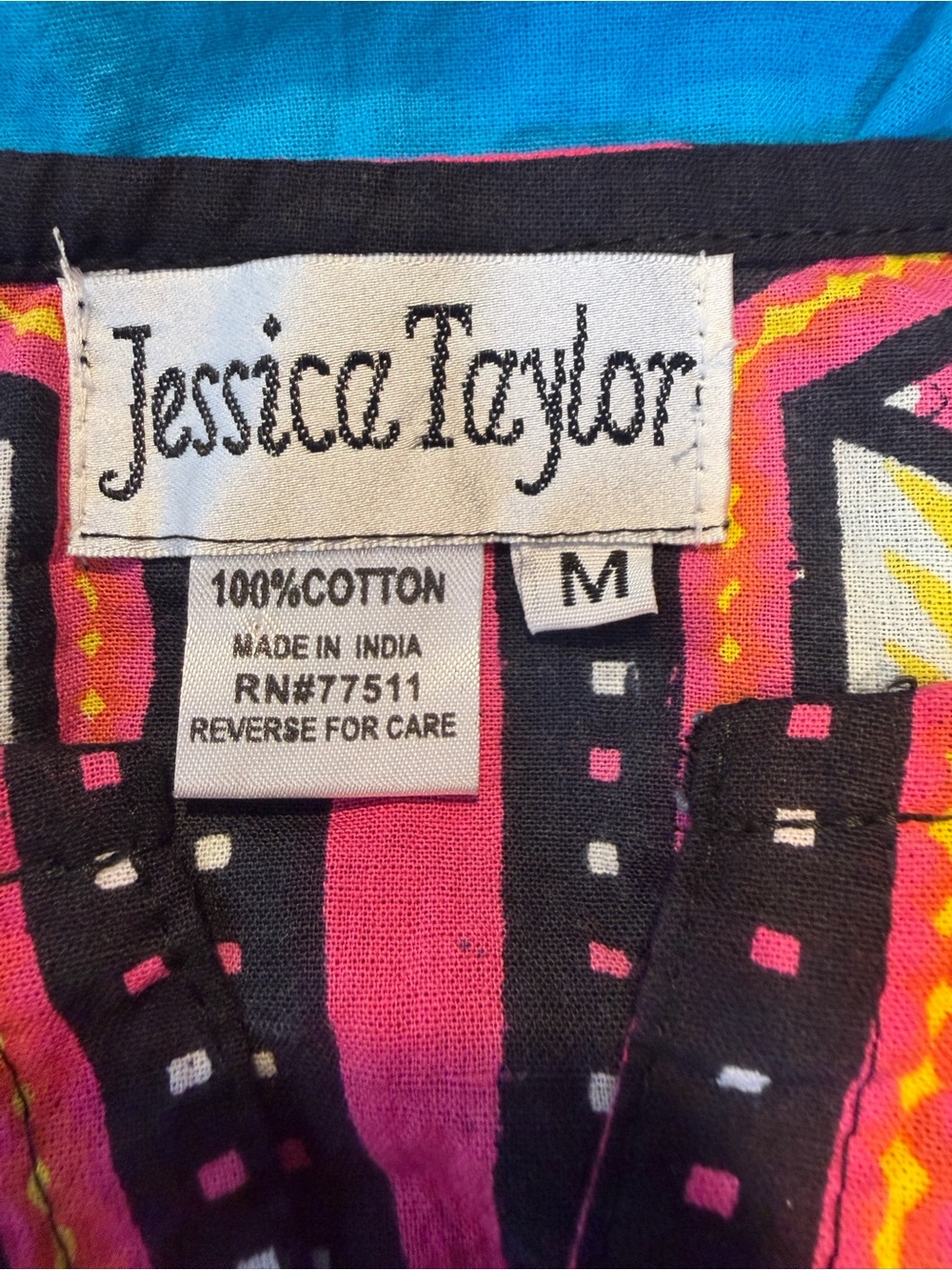 Jessica Taylor Vibrant Turquoise Boho V-Neck Tunic Hippie Retro Top Size Medium - Picture 8 of 8